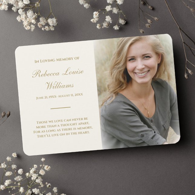 Memorial Cards With Photo Cream Gold (Creator Uploaded)