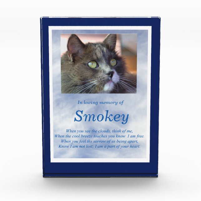 Memorial Cat Pet Custom Photo and Name Spiritual  Block (Front)