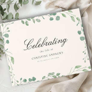  Memorial "Celebrating life of" Beige Eucalyptus Guest Book