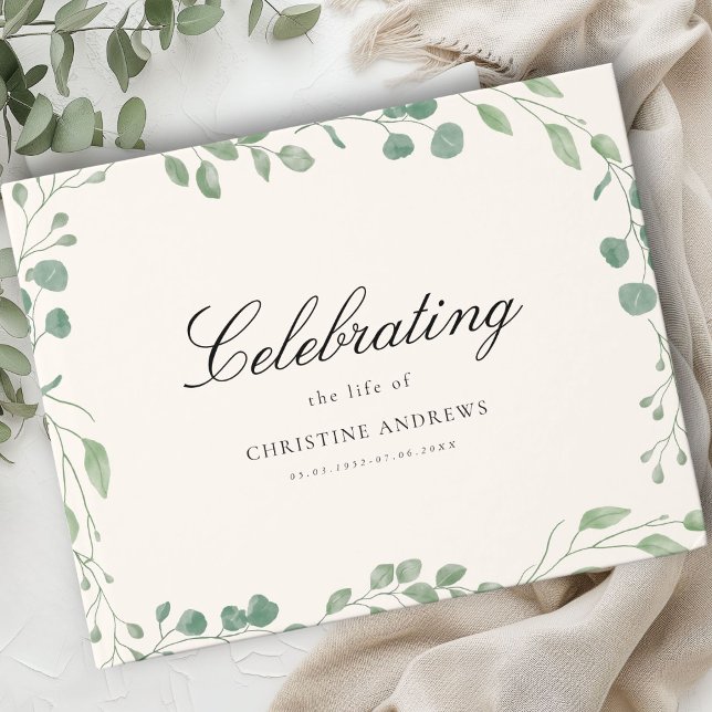  Memorial "Celebrating life of" Beige Eucalyptus Guest Book (Memorial "Celebrating life of" Beige Eucalyptus Guest Book)