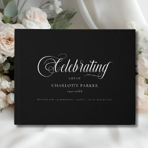  Memorial "Celebrating life of" Black Guest Book