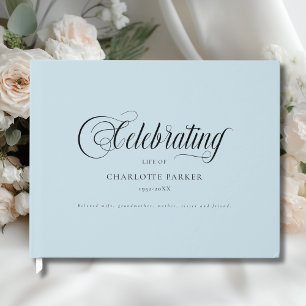  Memorial "Celebrating life of"  Blue Guest Book