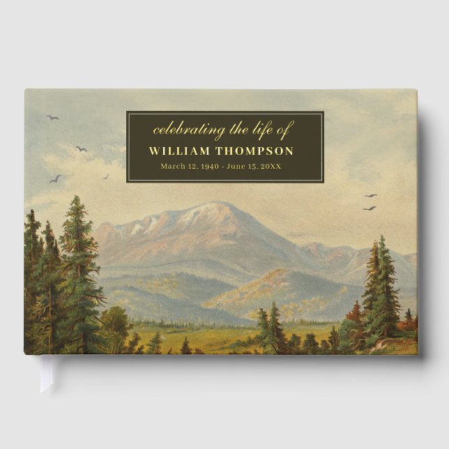 Memorial Celebrating Life Of Funeral Forest Nature Foil Guest Book (Front)