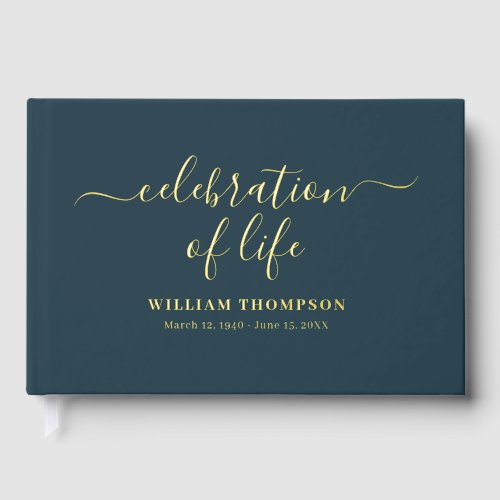 Memorial Celebrating Life Of Funeral Navy Gold