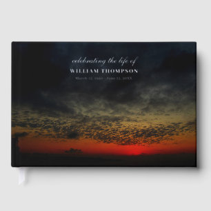 Memorial Celebrating Life Of Funeral Sunset Sky Foil Guest Book