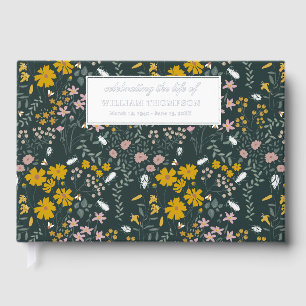 Memorial Celebrating Life Of Funeral Wildflowers Foil Guest Book