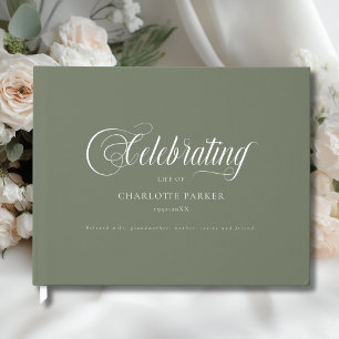  Memorial "Celebrating life of"   Green Guest Book