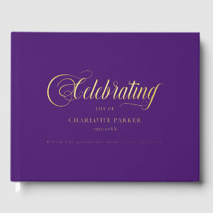  Memorial "Celebrating life of" Purple Foil Guest Book