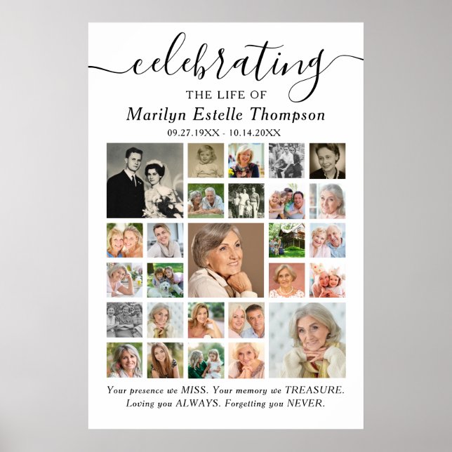 Memorial Celebrating Life Quote 27 Photo Collage Poster (Front)