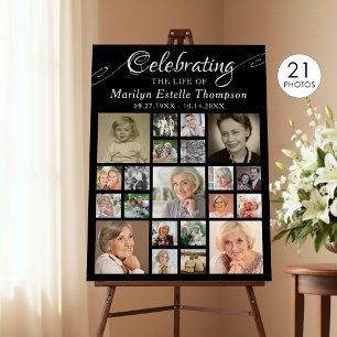Memorial CELEBRATING THE LIFE OF 21 Photo Black Foam Board