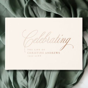 Memorial "Celebrating the life of" Foil, Beige Foil Guest Book