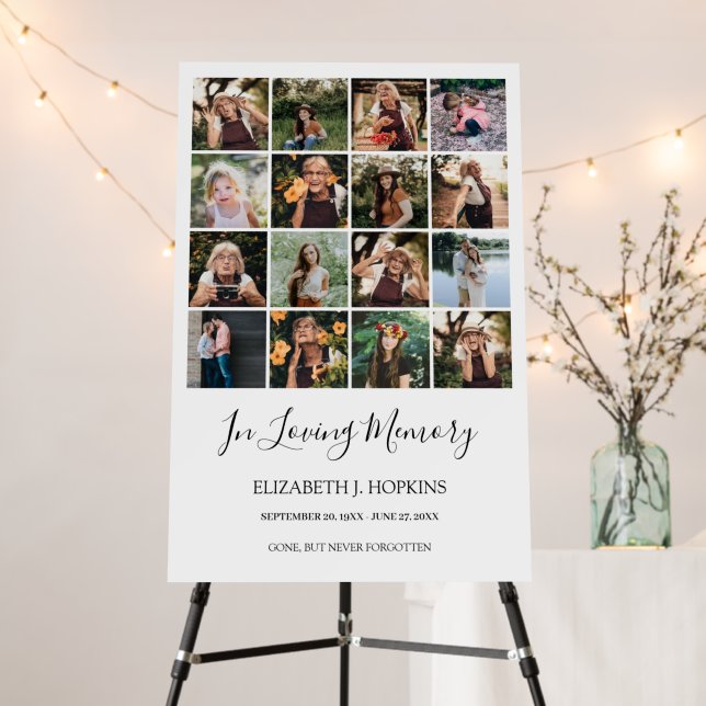 Memorial Celebration 16 Photo Collage Funeral Foam Board (In Situ (Stand))