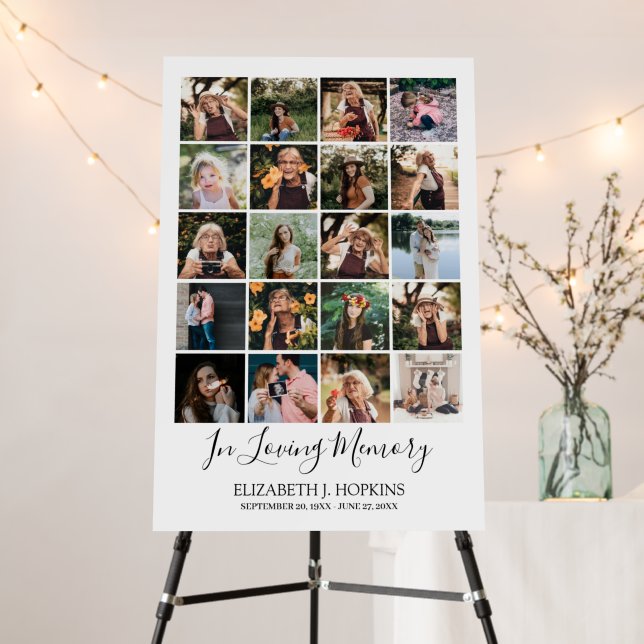 Memorial Celebration 20 Photo Collage Funeral Foam Board (In Situ (Stand))