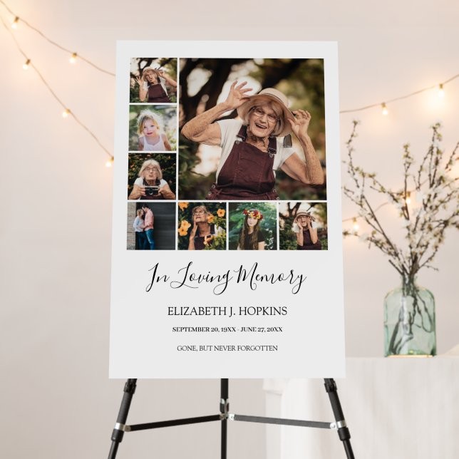 Memorial Celebration 8 Photo Collage Funeral Foam Board (In Situ (Stand))