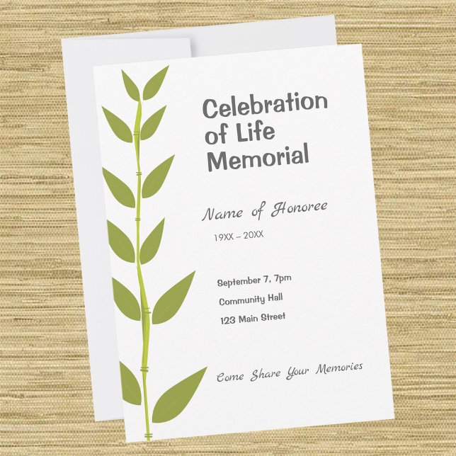 Memorial Celebration of Life Bamboo Modern Invitation (Creator Uploaded)