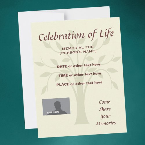 Memorial Celebration of Life - Tree of Life Invitation