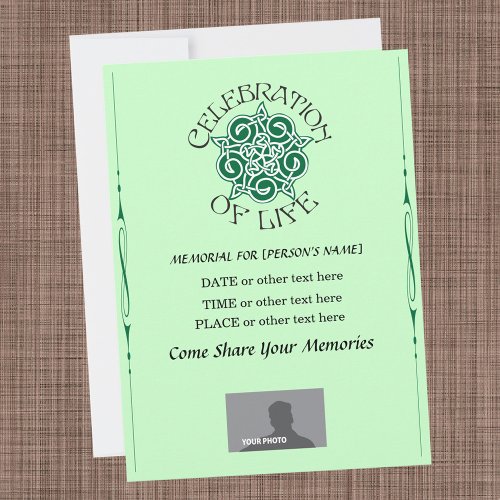 Memorial Celebration of Life - Celtic Knot design Invites