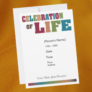 Memorial Celebration of Life - colorful Invitation
