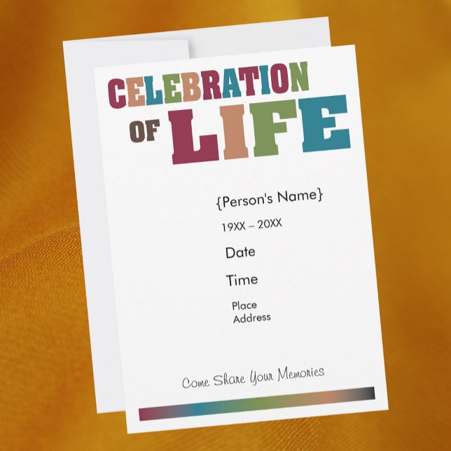 Memorial Celebration of Life - colorful Invitation (Creator Uploaded)