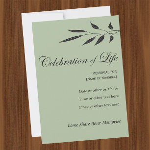 Memorial Celebration of Life Elegant Tree Invitati Invitation