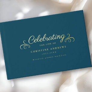 Memorial "Celebration of life" Foil, Blue Foil Guest Book