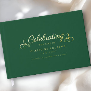  Memorial "Celebration of life" Foil, Green Foil Guest Book