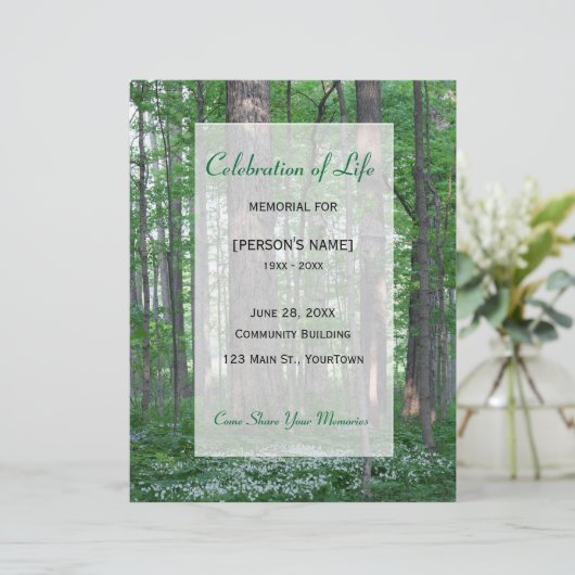 Memorial Celebration of Life Forest Invitatition (Standing Front)