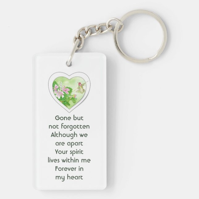 Memorial, Celebration of Life, Hummingbird Keychain (Back)