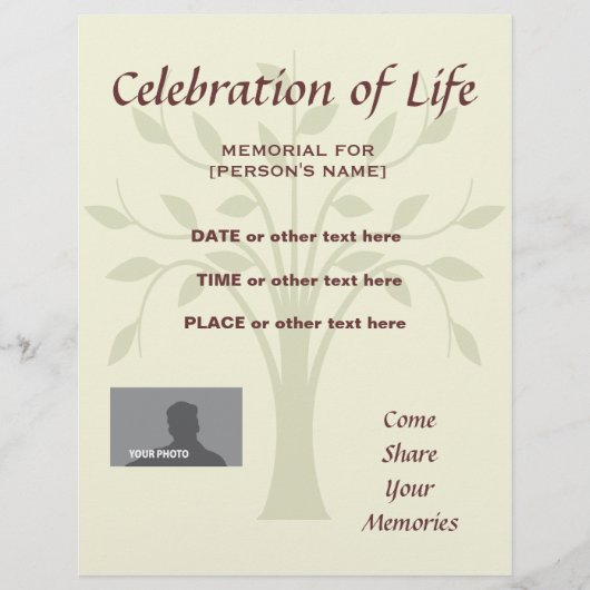 Memorial Celebration of Life Invitation Flyer (Front)