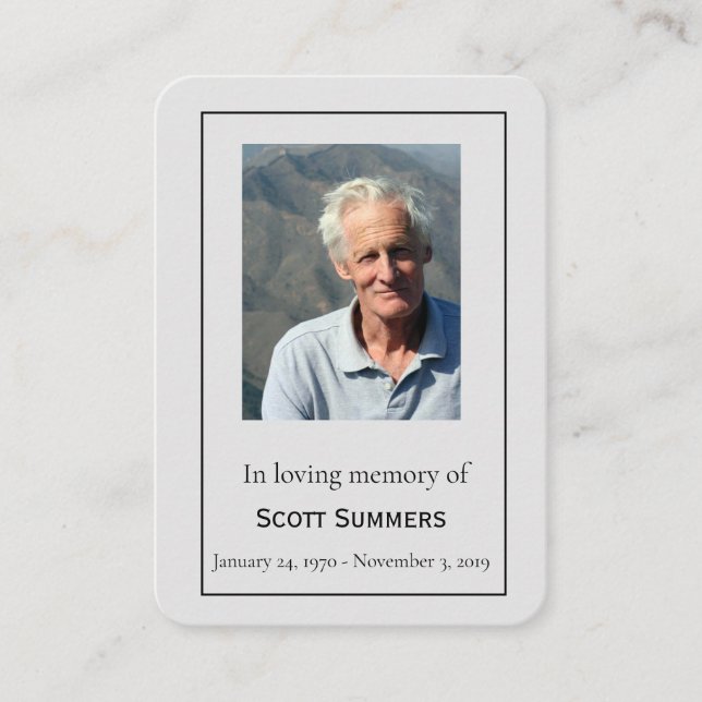Memorial Celebration of Life Photo Funeral Business Card (Front)