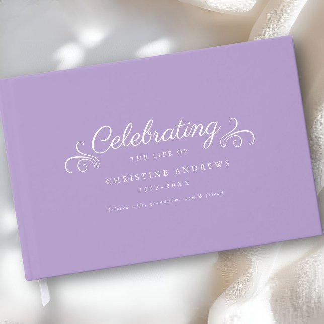  Memorial "Celebration of life" Purple Guest Book (Personalized Memorial "Celebration of life" Purple Guest Book.)