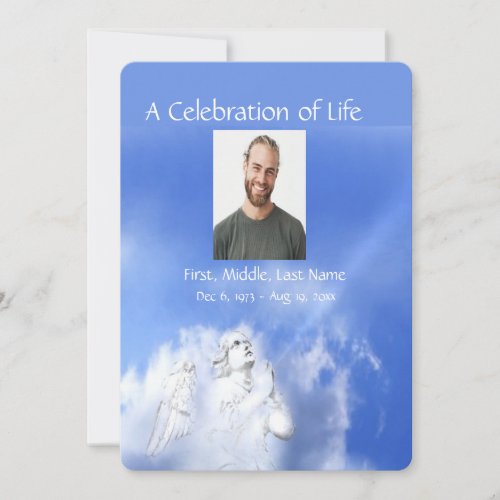 Memorial Celebration of Life Service Angel Praying Invitation