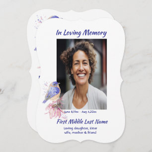 Memorial, Celebration of Life, Service Bluebird Invitation