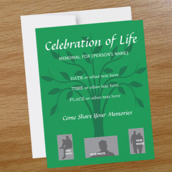 Memorial Celebration Of Life Tree Invitation by Sideview at Zazzle