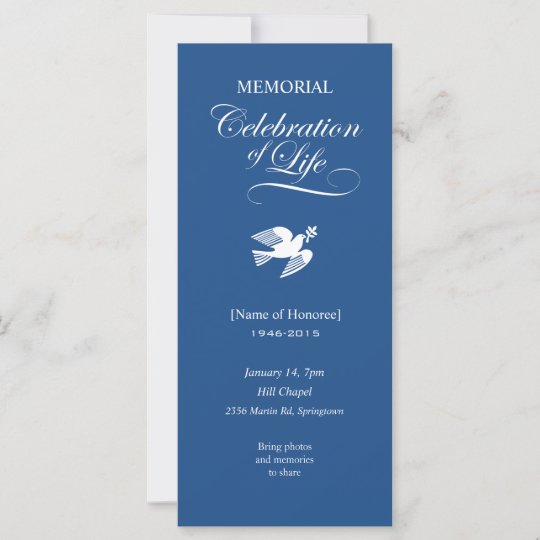 Memorial Celebration of Life White Dove Invitation | Zazzle.com