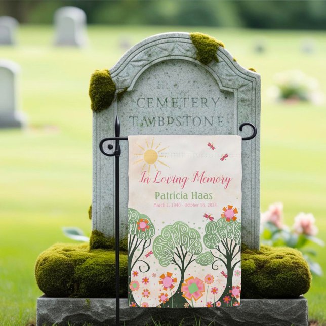 Memorial Cemetery Trees Floral Custom Name Dates Garden Flag (Creator Uploaded)