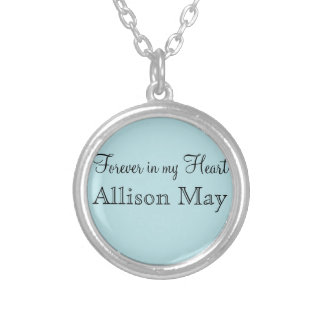 Memorial Charm for Wedding Bouquet in Blue Silver Plated Necklace