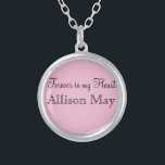 Memorial Charm for Wedding Bouquet in Pink Silver Plated Necklace<br><div class="desc">Wedding Memorial Bouquet Charms. Remember those who cannot be with you on your special day with a memorial bridal charm. A lovely sentimental keepsake for the bride to carry in her bouquet. This charm has a black background with the phrase, "Forever in my Heart" and a place below for your...</div>