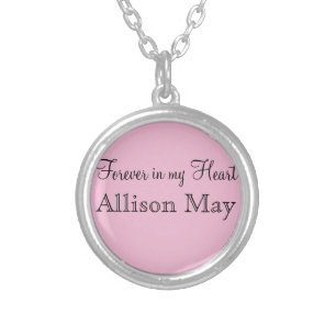 Memorial Charm for Wedding Bouquet in Pink Silver Plated Necklace