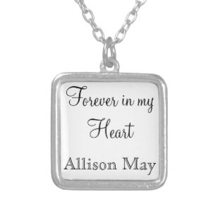 Memorial Charm for Wedding Bouquet in White Silver Plated Necklace