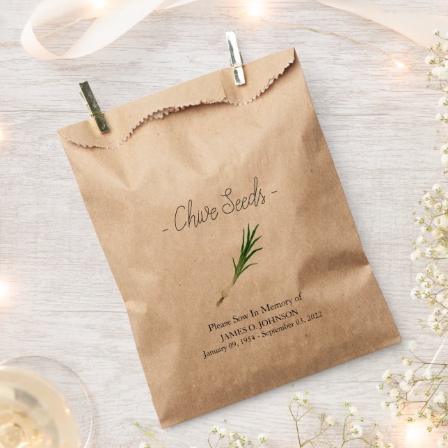 Memorial Chive Seed Funeral Favor Bag (Clipped)