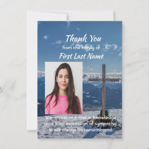 Memorial Christian Crucifix Cross Hill Thank you Card