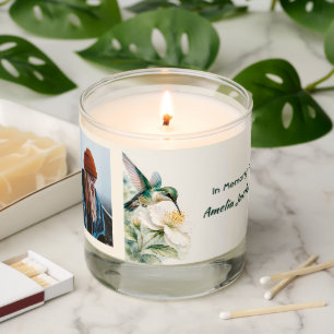 Memorial Christian Hummingbird White Flowers Scented Candle