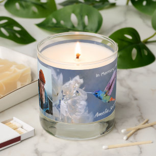 Memorial Christian Hummingbird White Flowers Scented Candle