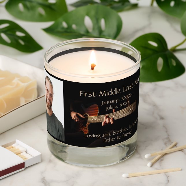 Memorial Christian Memory Card Music Guitar  Scented Candle (Lit)
