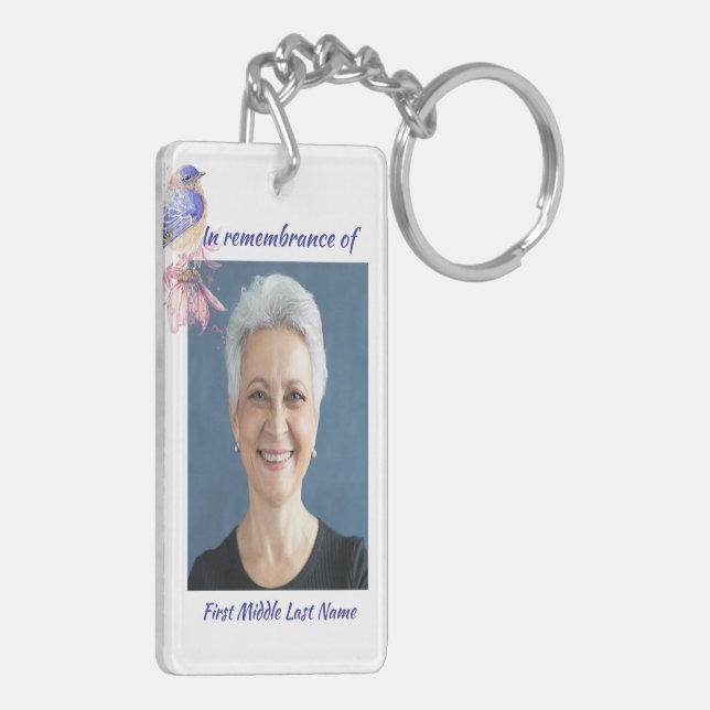Memorial Christian Poem Bluebird Garden Bird  Keychain (Back Left)