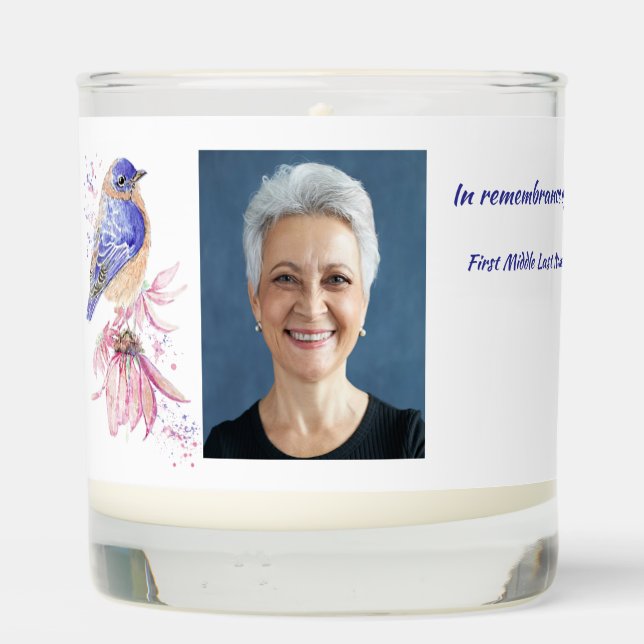 Memorial Christian Poem Bluebird Garden Bird  Scented Candle (Back)