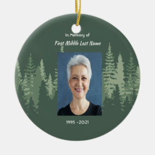 Memorial Christian Wilderness Forest Trees Ceramic Ornament