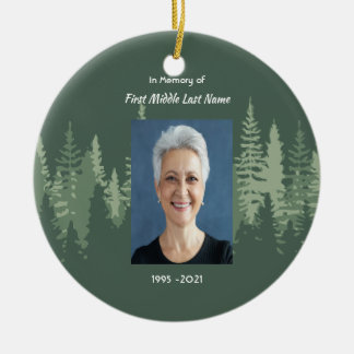 Memorial Christian Wilderness Forest Trees Ceramic Ornament
