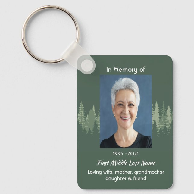 Memorial Christian  Wilderness Forest Trees Keychain (Front)